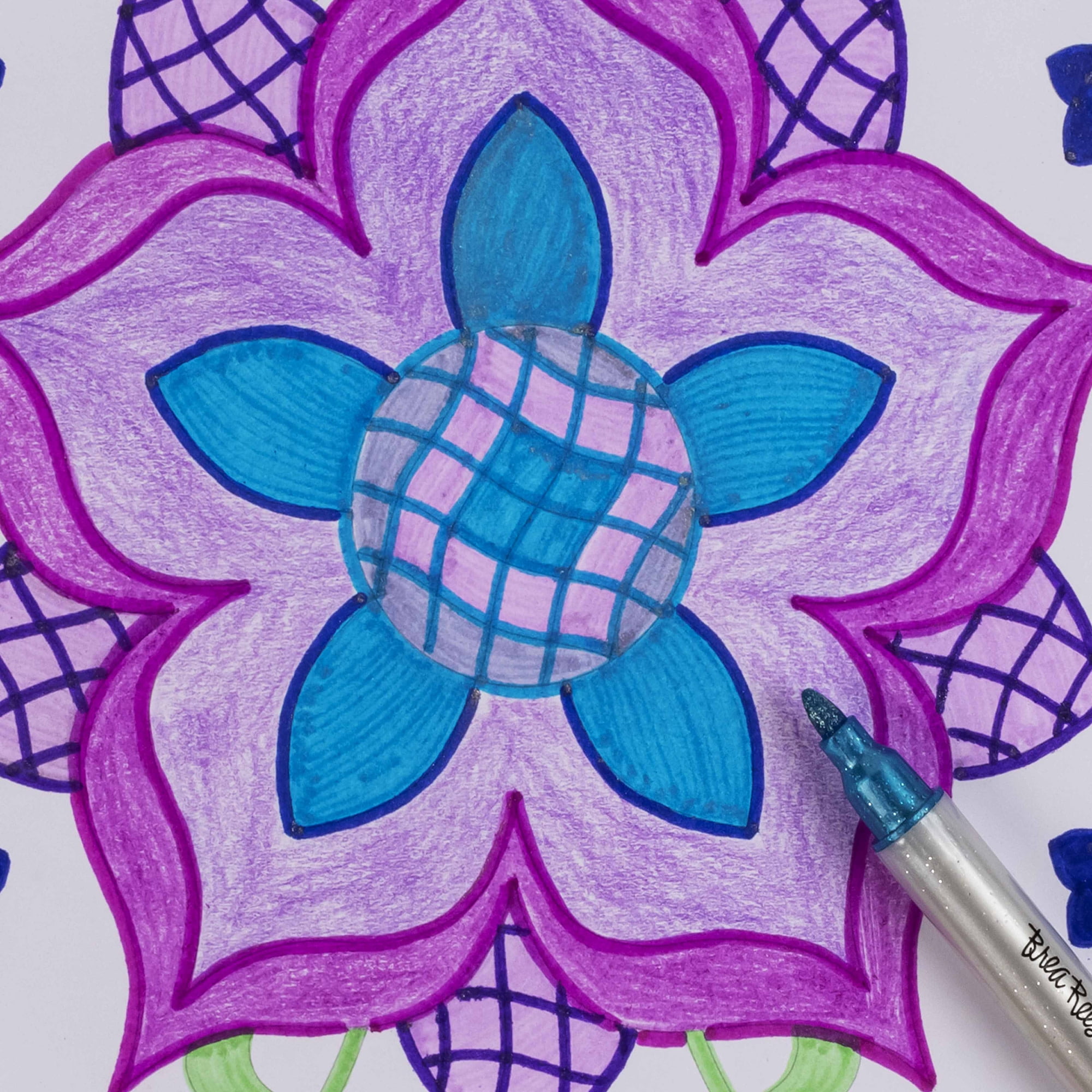 Vivid by Brea Reese: Mixed Media Coloring Pad - Tile - 24 Shaped Sheets in 8 Pattern Designs, Art Paper Pages For Paints-Markers-Colored Pencils