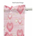 thumbnail image 5 of Pink Valentine's Love Linen Curtain Valance for Bedroom/Bathroom/Kitchen/Office/Living/Dining Room Windows,Golden Heart Saint Flower Rod Pocket Topper Drapes Decorative Cafe Drapery Panel 42x18, 5 of 6