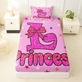 thumbnail image 4 of spefrowx Dreamy Princess L Letter Twin Sheets for Kids, Kawaii Cartoon Stars Bow Bedding, 3-Piece, 1 Flat Sheet, 1 Fitted Sheet and 1 Pillowcase, 4 of 6