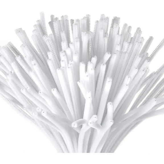200 Pieces White Pipe Cleaners Craft Chenille Stems for DIY Art Creative Crafts Party Decorations (12 Inch x 6 mm)