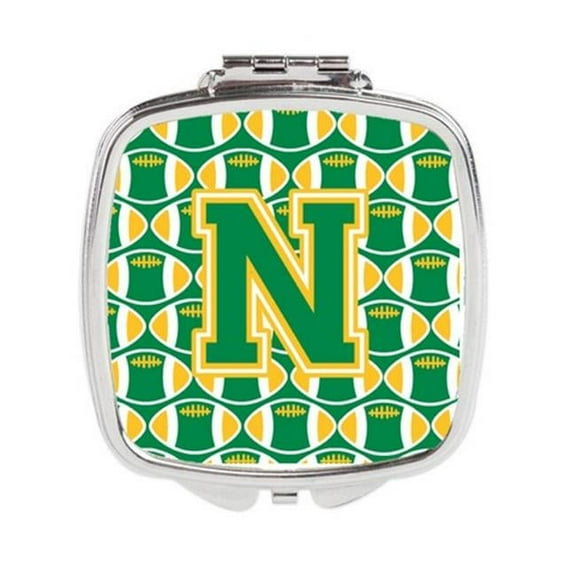 Carolines Treasures Letter N Football Green & Gold Compact Mirror