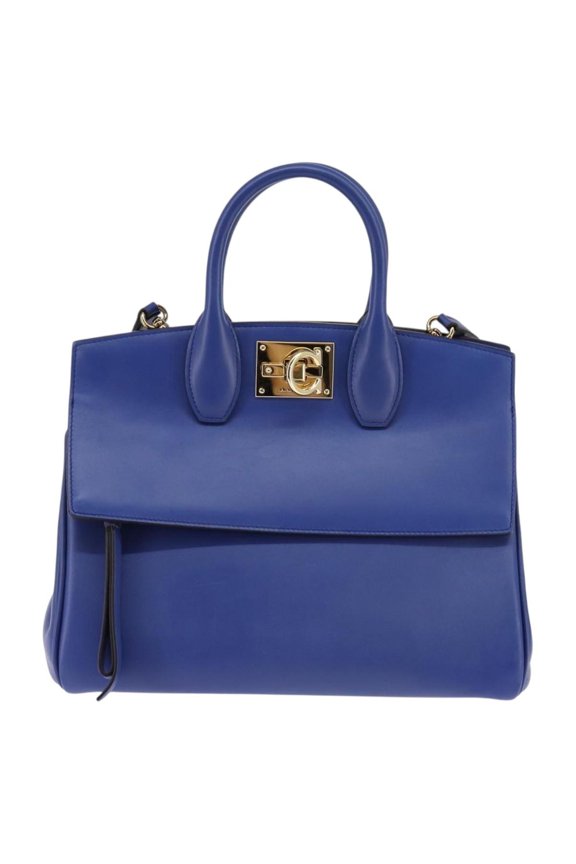 Pre-Owned Salvatore Ferragamo Studio Satchel Leather Blue Leather Bag