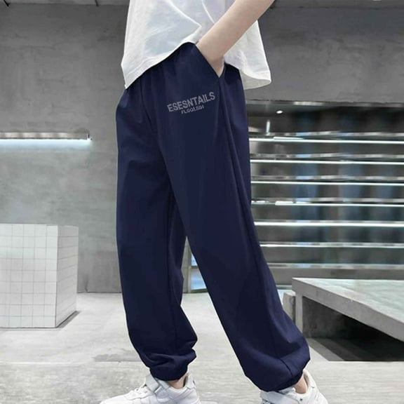 HOMADLES Teen Boys Jogger Sweatpants Ice silk Workout Elastic Waist Casual Kids Clothes Athletic Soft Jogger Pants Navy 12 T