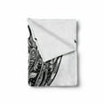 thumbnail image 2 of Black and White Soft Flannel Fleece Throw Blanket, Hand Drawn Cramp Fish Style Ornament Boho, Cozy Plush for Indoor and Outdoor Use, 50" x 60", Black and White, by Ambesonne, 2 of 6