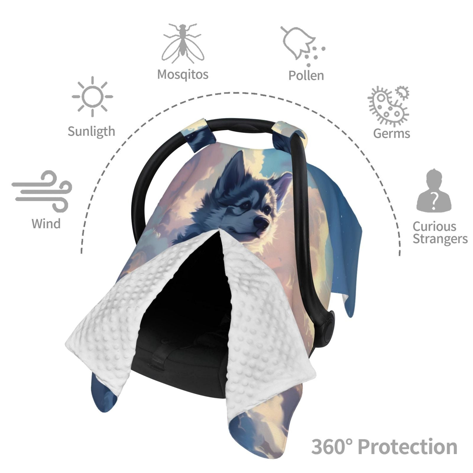 Car Seat Cover Baby - Cloud Wolf Breathable Infant Car Seat Cover for Baby Carseat, Lightweight Comfort Baby Essentials Must Haves Newborn Stuff for Girl Boy