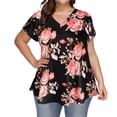 thumbnail image 2 of Moda Mujer Causal V-Cuello Blusa Estampada Sólida Camiseta de Manga Corta Tops de Verano Fridja  ghk5519, 2 of 7