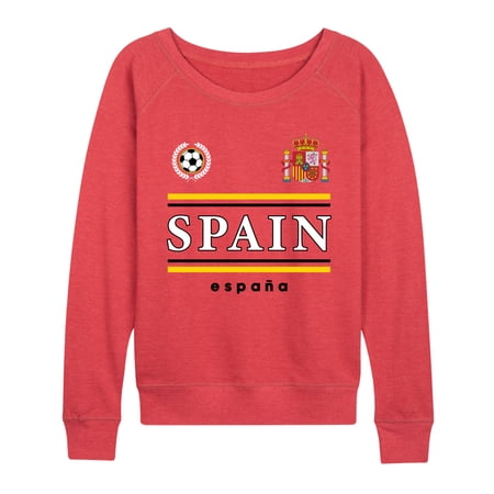 Instant Message - Spain Soccer Jersey Lightweight French Terry Wide Neck Long Sleeve Graphic Shirt