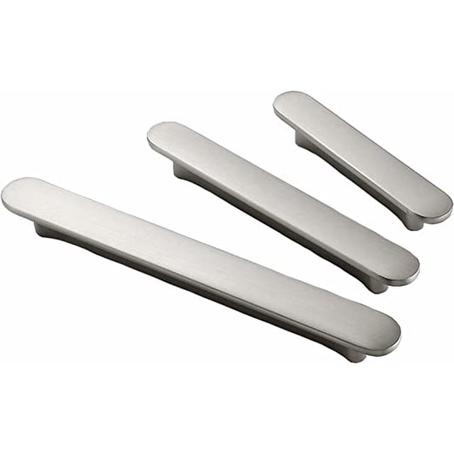 Juego de 2 tiradores de cajón de cocina, manija de puerta, accesorios de plata cepillada de aleación de zinc modernos para armario, baño, tocador (centros de agujeros 5'' 128mm) TUNC Sencillez