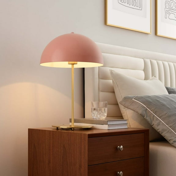 Modway Ideal Metal Table Lamp in Pink Satin Brass