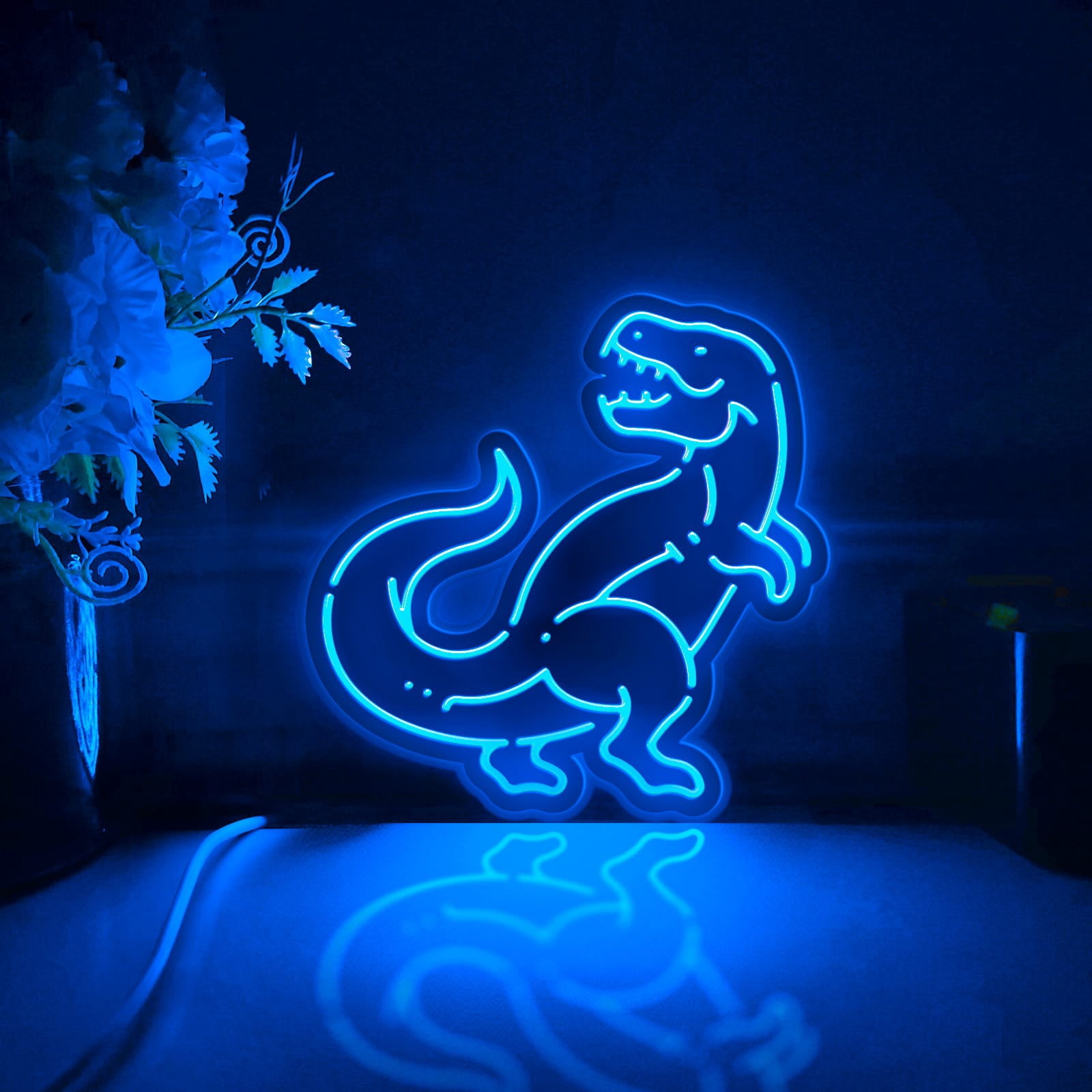Dinosaur Led Light Box, Dimmable Neon-Like Light Signs USB Power for Wall Decor Bedroom Decoration, Color Flow Effect (WxH) 11"x11"