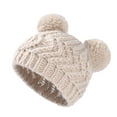 thumbnail image 6 of EnJoCho Baby Knitted Wool Hat Baby Autumn Winter Children Double Ball Pullover Hat Solid Color Warm Wool Hat For Children Toddler Kids Casual Fashion Headwear, 6 of 7