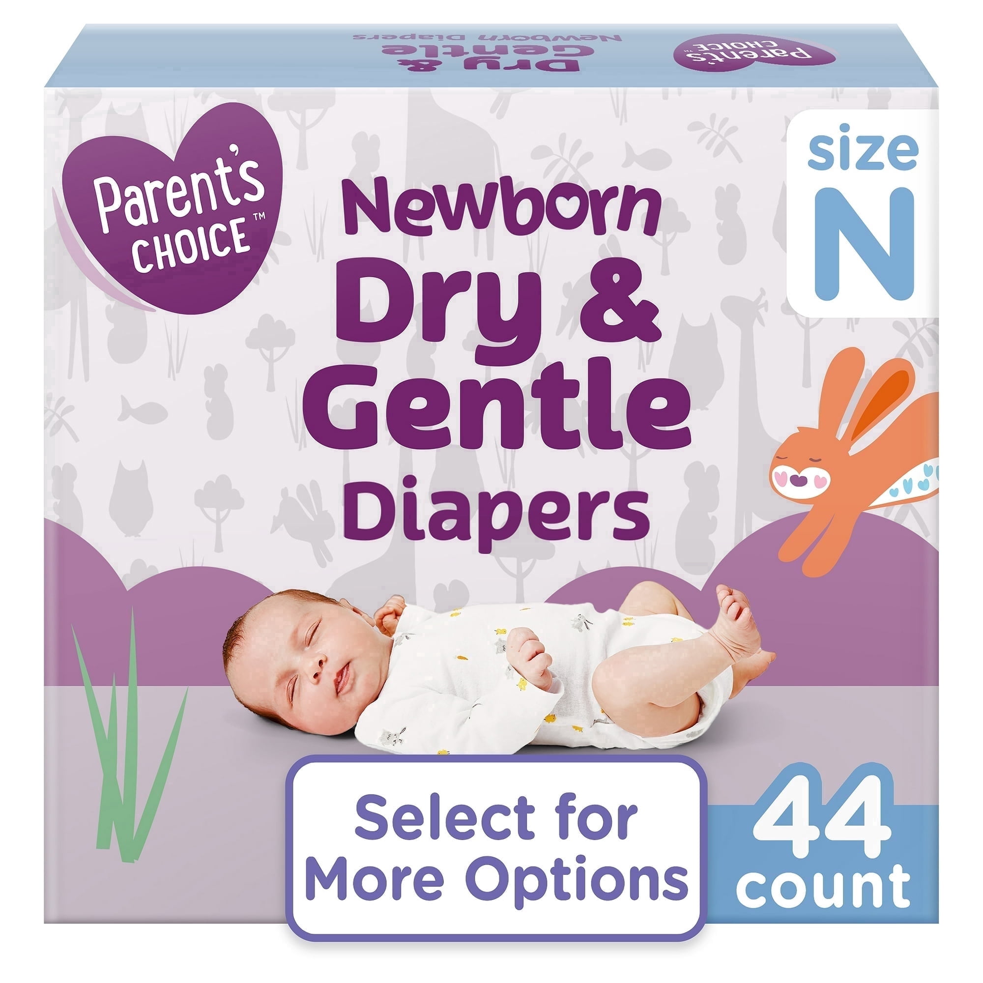 Dry & Gentle Diapers Size N, 44 Count
