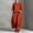 Orange plus size 2 piece set a1, variant on Cagogo Women's Plus Size 2 Piece Set Casual Round Neck Short Sleeve Tops Wide Leg Pants Loose Boho Summer Outfits Solid Cruise Matching Lounge Travel Clothes, Orange 3XL