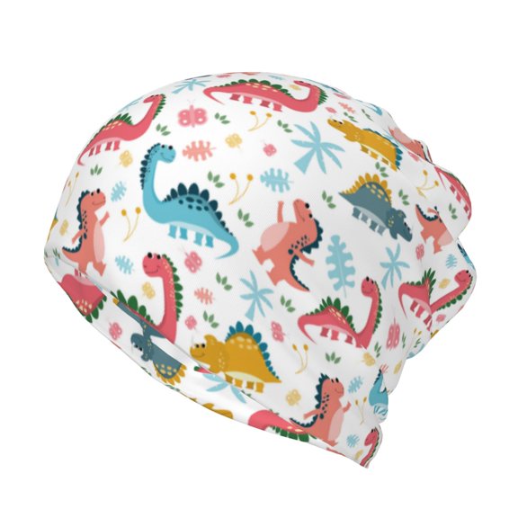 Pofeuu Dinosaur Print Multifunction Beanie Hat for Men Women Fashion Scarf Soft Stretch Skull Cap