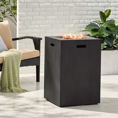 Reign Metal Outdoor 30 000 BTU Square Fire Column  Brushed Black