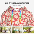 thumbnail image 4 of Sikiie Beige Flowers Women's Casual Hoodies Long Sleeve Lightweight Pullover Tops Loose Sweatshirt-Medium, 4 of 7