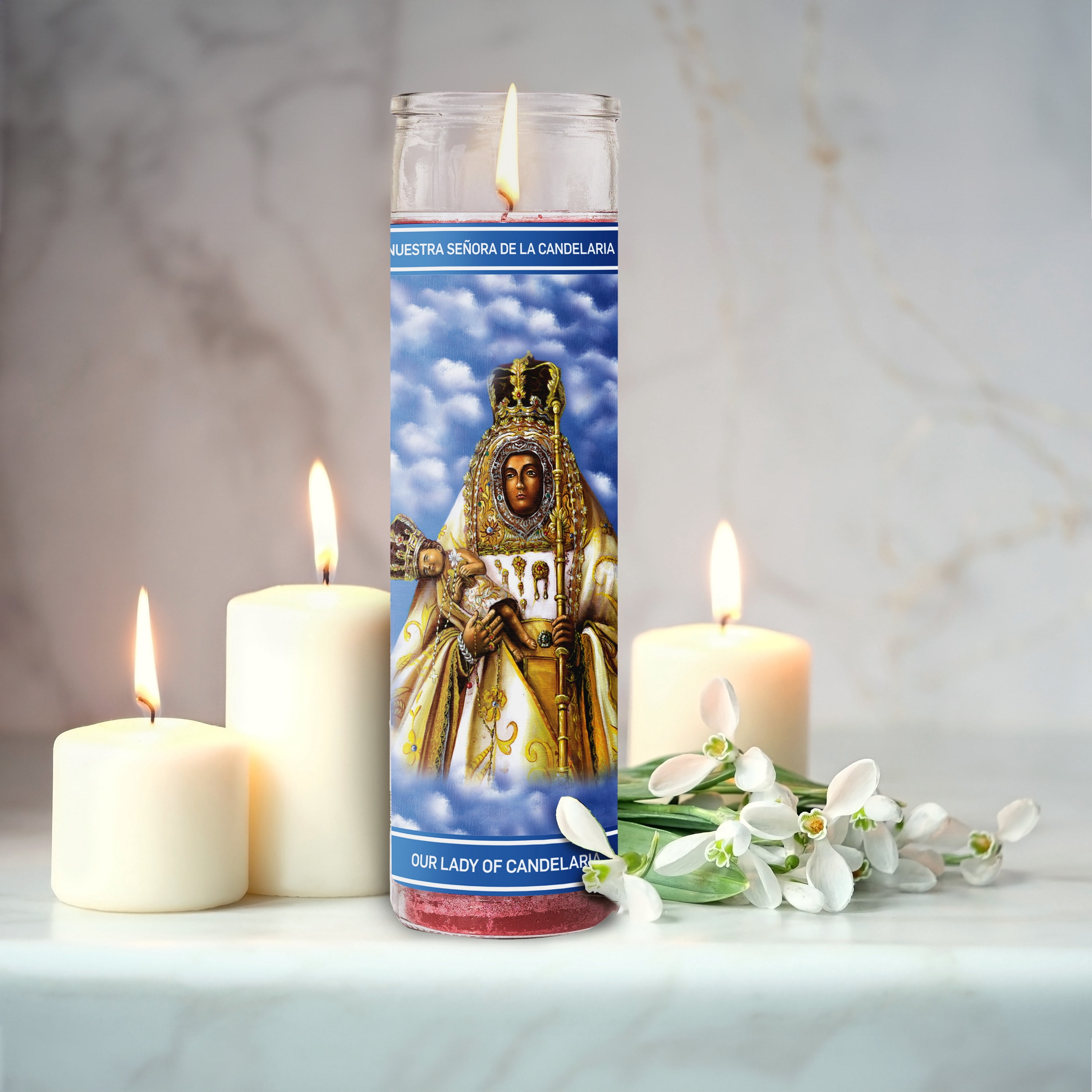 MagicLight Religious Candles 9.6 oz - Glass Jar, Unscented, Lady Candela Red