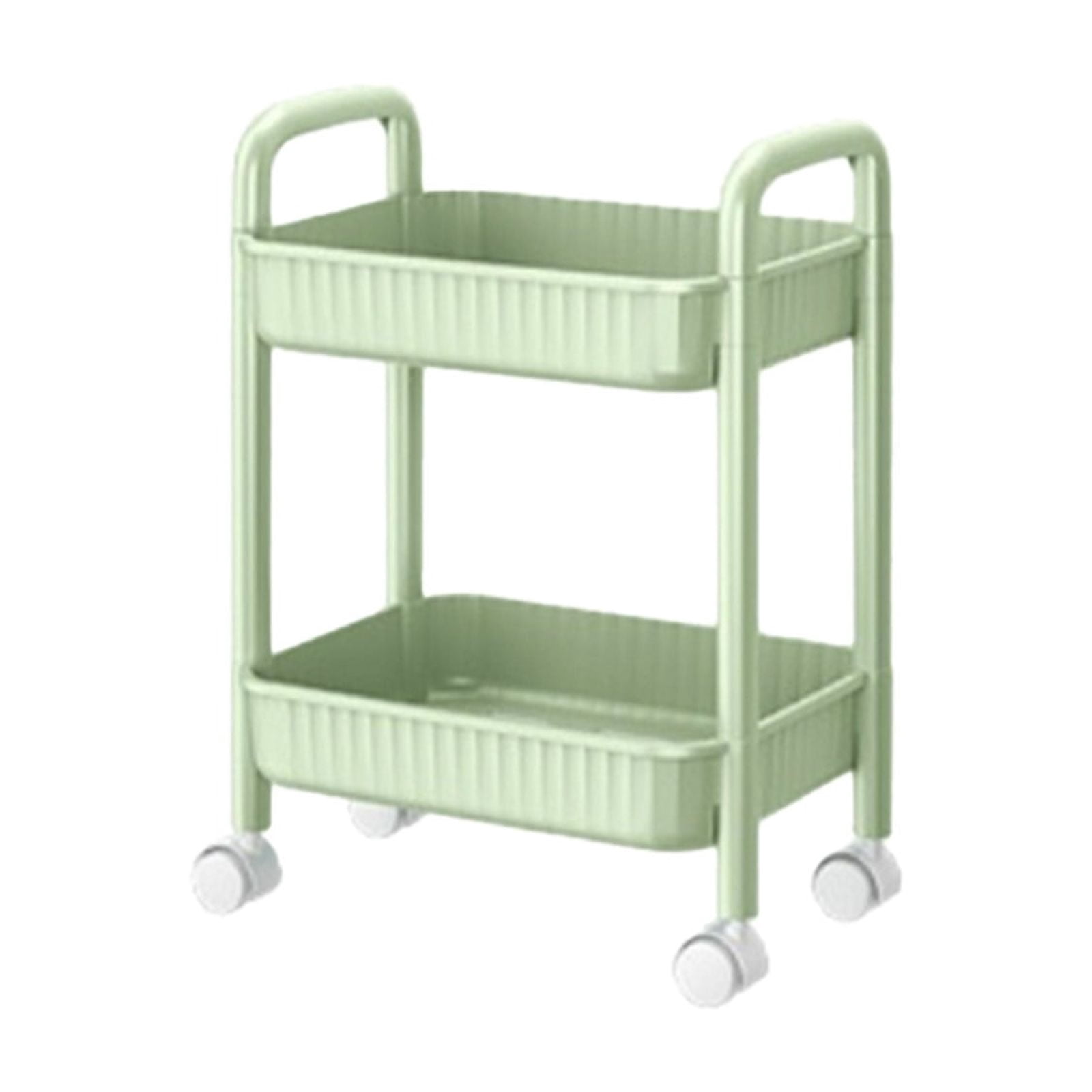 HOZVOMI 2-Tier Rolling Cart with Wheels, Lockable Swivel Casters, Multi-Purpose Storage Organizer for Kitchen, Office, Bedroom, Laundry, and Bathroom