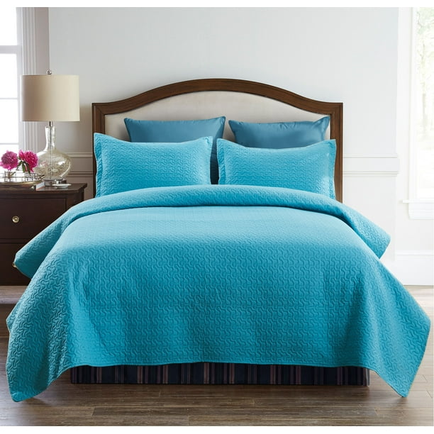 3 Piece Embossed Quilt Set Soft & Lightweight Full/Queen Walmart