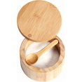 thumbnail image 1 of Bamboo Salt Cellar Bowl Box Container with Built-in Spoon to Prevent Dust, Stylish Kitchen Salt Tray Storage Container with Rotating Magnetic Lid for, 1 of 3