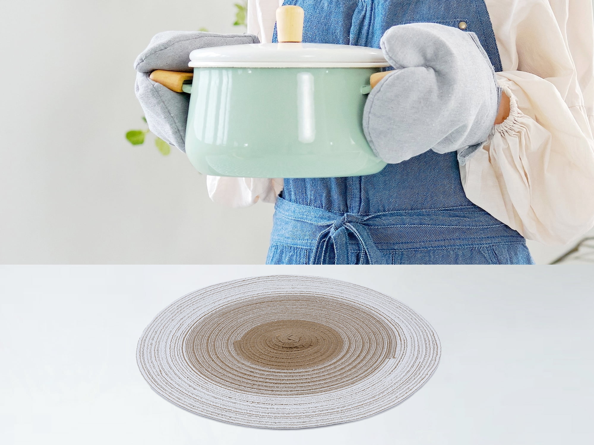 Unique Bargains Set of 6 Rattan Placemats for Dining Table Coffee