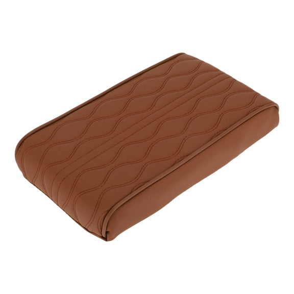 Unique Bargains Memory Foam Car Armrest Pad  11.81"x6.49" Center Console Cover Armrest Seat Box Cover Faux Leather Brown Water Ripple Pattern
