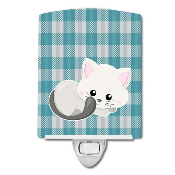 Caroline's Treasures BB6883CNL White Kitten Ceramic Night Light, 6x4x3", multicolor