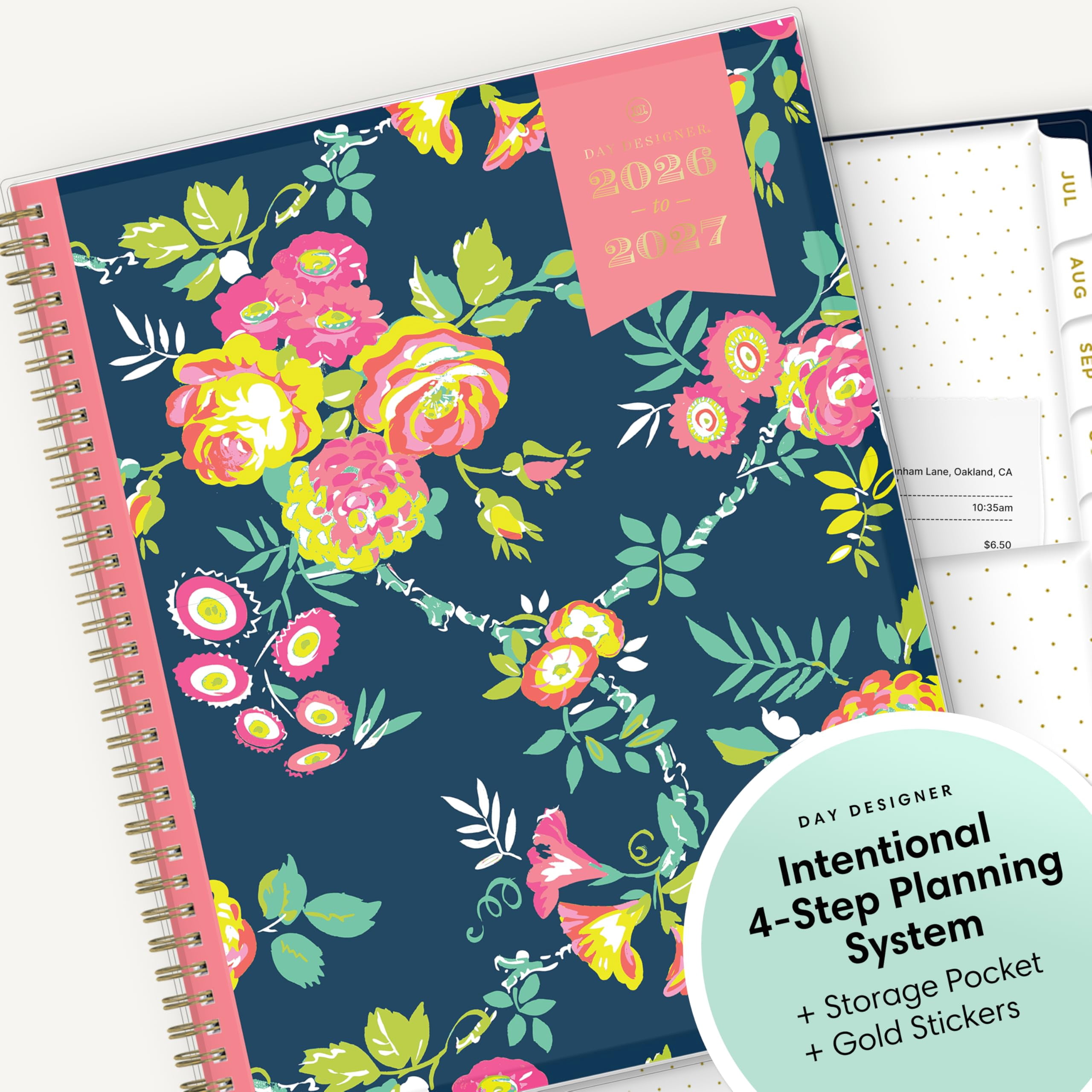 Blue Sky Day Designer 2026-2027 Weekly and Monthly Academic Year Planner Calendar, July 2026 - June 2027, 8.5" x 11", Clear Pocket Cover, Laminated Tabs, Storage Pocket, Stickers, Peyton Navy