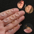 thumbnail image 2 of Huanledash 1Pc Women Cubic Zirconia Inlaid Hoop Nose Ring Huggie Earring Piercing Jewelry, 2 of 8