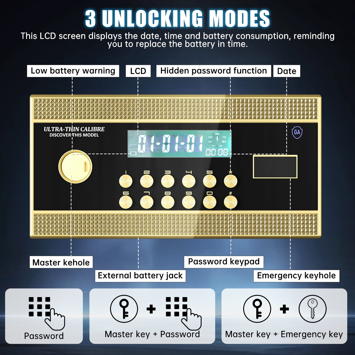 6.5 Cubic Feet Fireproof Drop Large Safe with Quick Access Slot, Anti-Theft Business Security Waterproof Safe with Digital Lock and Dual Alarm, Large Depository Safe for Money Valuables