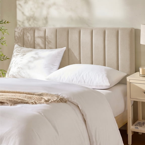 Virtu Queen Headboard Only,Queen Size Upholstered Bed Headboard, Wall Mounted, Peel and Stick, No Tools Required,Beige