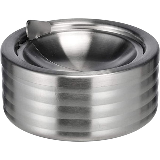Jinsinto Cendrier en Acier Inoxydable avec Couvercle - Cendrier de Table 12cm - Cendrier Design avec Couvercle Basculant - Cendrier Pliable - Cendrier Coupe-Vent