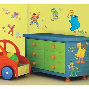Sesame Street Peel & Stick 45 Wall Decals Elmo, Big Bird Kids Room Stickers