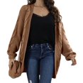thumbnail image 2 of Women Oversized Chunky Open Front Cardigan Sweaters Cable Knit Long Sleeve Cardigans Outwear Coats, 2 of 7