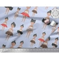 thumbnail image 2 of Soimoi Blue Cotton Cambric Fabric Cute Dolls Kids Print Sewing Fabric Yard 58 Inch Wide, 2 of 3