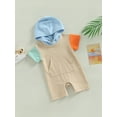thumbnail image 3 of TSEXIEFOOFU Infant Baby Summer Hood Romper Short Sleeve Jumpsuit with Kangaroo Pocket for Boys Girls, 3 of 9