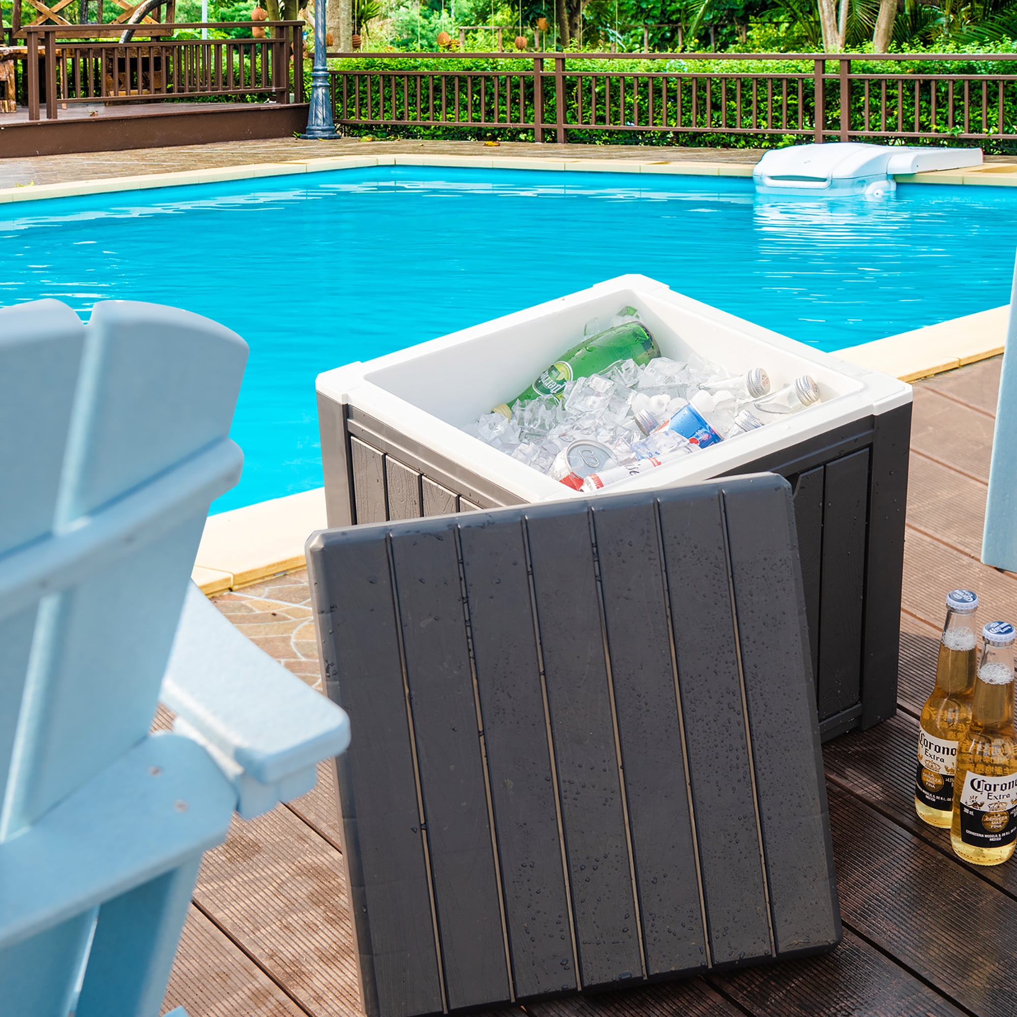 Costway 10 Gallon Ice Cooler w/ Built-in Handles and Detachable Lid Black