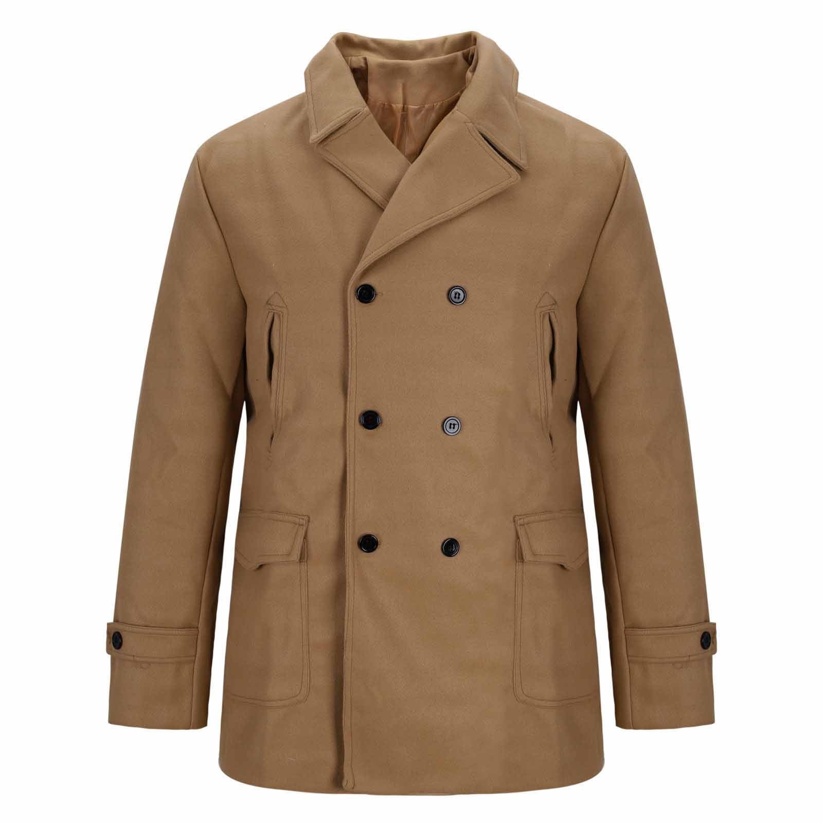 DPTALR Men's Peacoat,Warm Breathable Hip-Length Jacket,Versatile