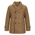 thumbnail image 6 of Rohuuque Men's Woolen Trench Coat Regular Double Breasted Windbreaker with Pockets Notched Lapel Outwear Winter Pea Coat Businesss Overcoat Khaki, 6 of 8