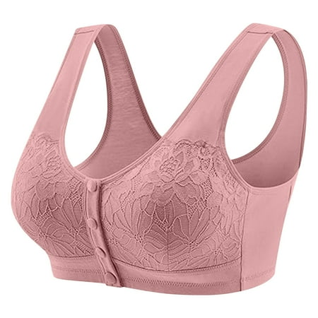 DondPO Bras for Women Bras for Older Women 3 Front Closure Everyday Bras Women s Wire Front Button Sports Bra No Wire Bras for Women Wireless Bras for Women Red 2XL Clearance