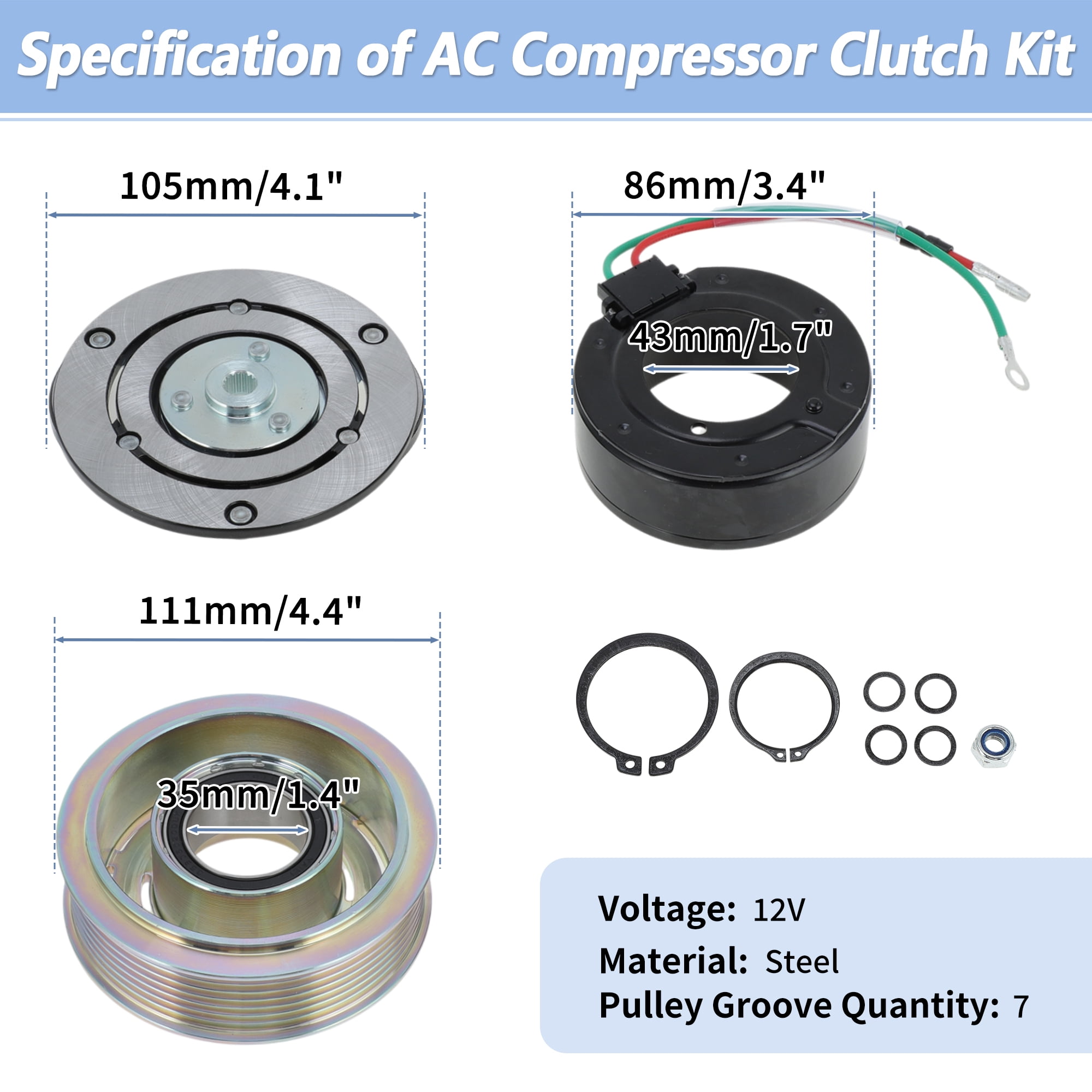 Unique Bargains AC Compressor Clutch Kit for Honda Civic 2012-2014 and CR-V 2007-2015