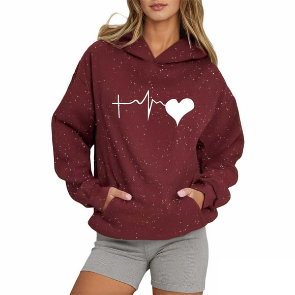 Lightweight Casual Sweatshirt plus Size Hoodies Women Blank Sweat Shirts for Women Womens Casual Pullover Tops Snap Hoodie Men's And Women's Letter Printed Starry Sky Hooded Sweatshirts Red L