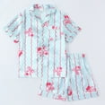 thumbnail image 3 of Kiijoy Girls Satin Pajamas Short Sleeve Button Down Shirt Shorts Pajama Set Kids Sleepwear, 3 of 3