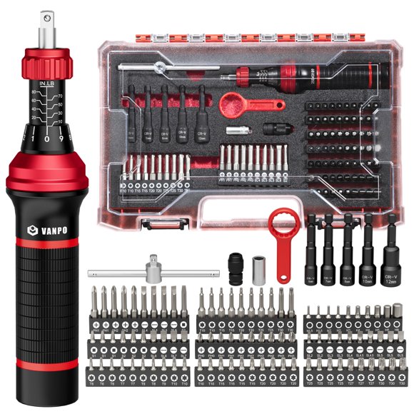 Juego de destornilladores dinamométricos VANPO Torque 1,13-9,04 N.m 99 unidades