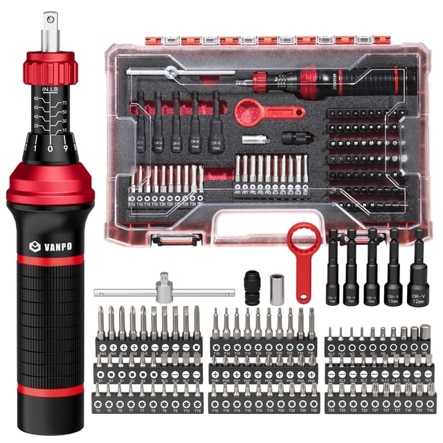 Juego de destornilladores dinamométricos VANPO Torque 1,13-9,04 N.m 99 unidades