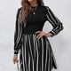 thumbnail image 5 of Vestidos tipo camiseta de manga corta a rayas de verano para mujer Vestidos casuales con vuelo Aline, 5 of 5