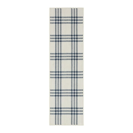 GAP Home Distressed Plaid Indoor Area Rug, Light Blue, 2x7