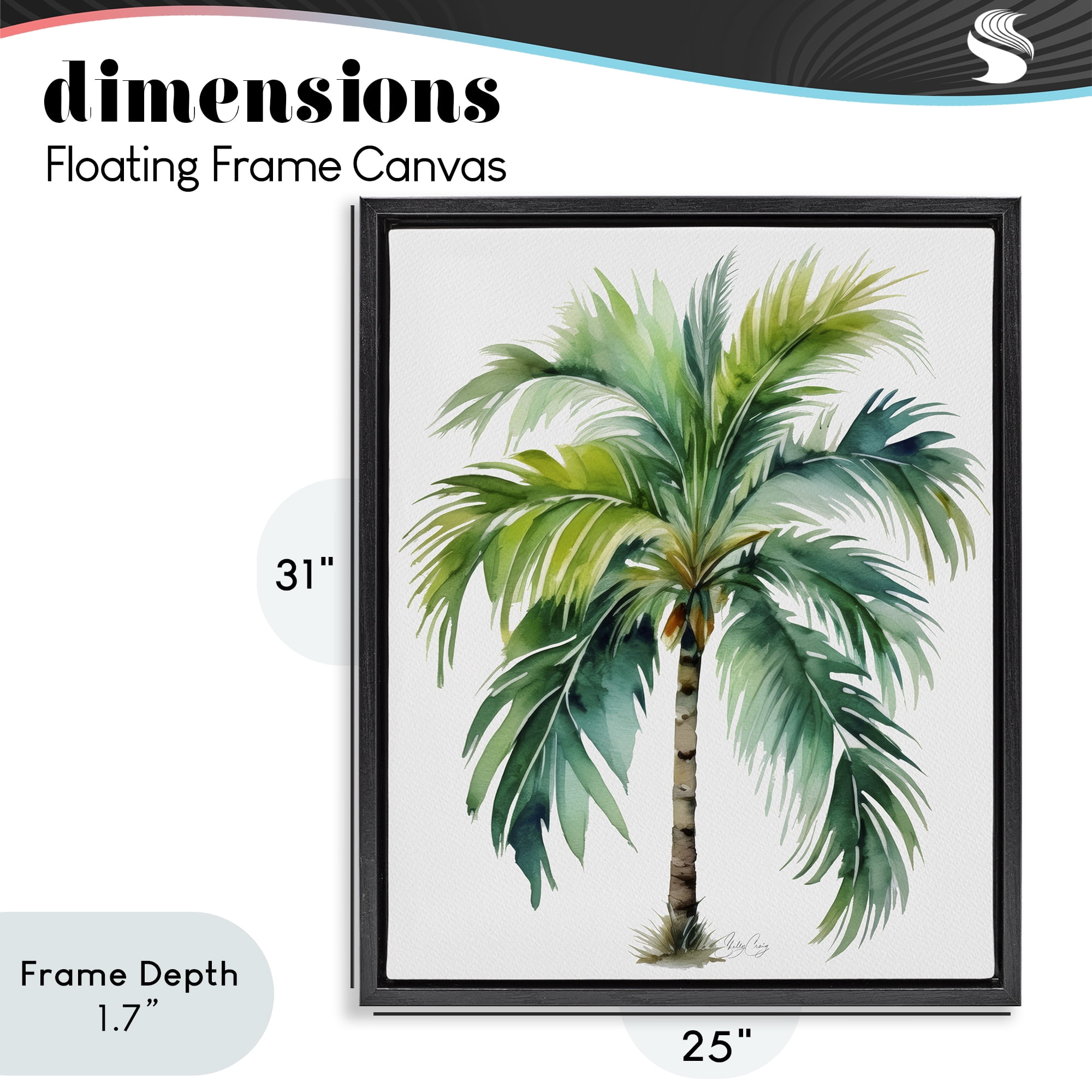 Stupell Industries Lagoon Majesty Palm Black Framed Floater Canvas Wall Art, design by Shelly Craig