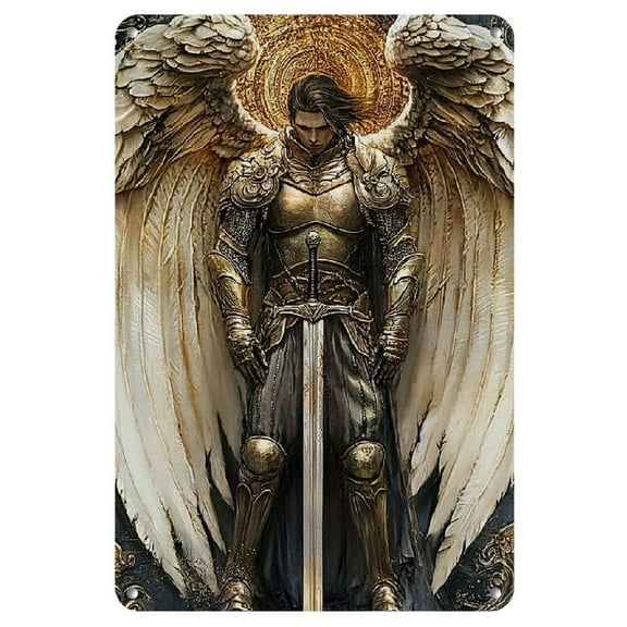 1pc Vintage Iron Archangel Theme Sign, Wall Hanging, Retro Metal Wall Art, No Electricity Required, Thanksgiving Decor
