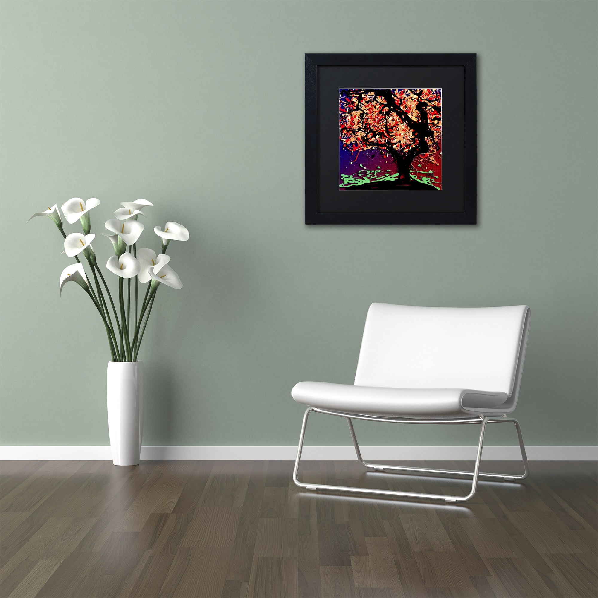 Trademark Fine Art "Fall Red Tree" Canvas Art by Roderick Stevens, Black Matte, Black Frame